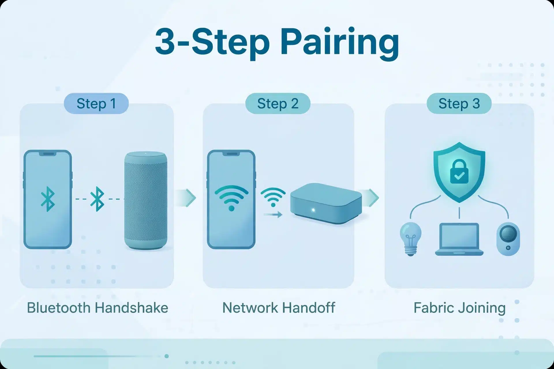 The three phases of Matter commissioning: Bluetooth handshake, network handoff, and fabric joining