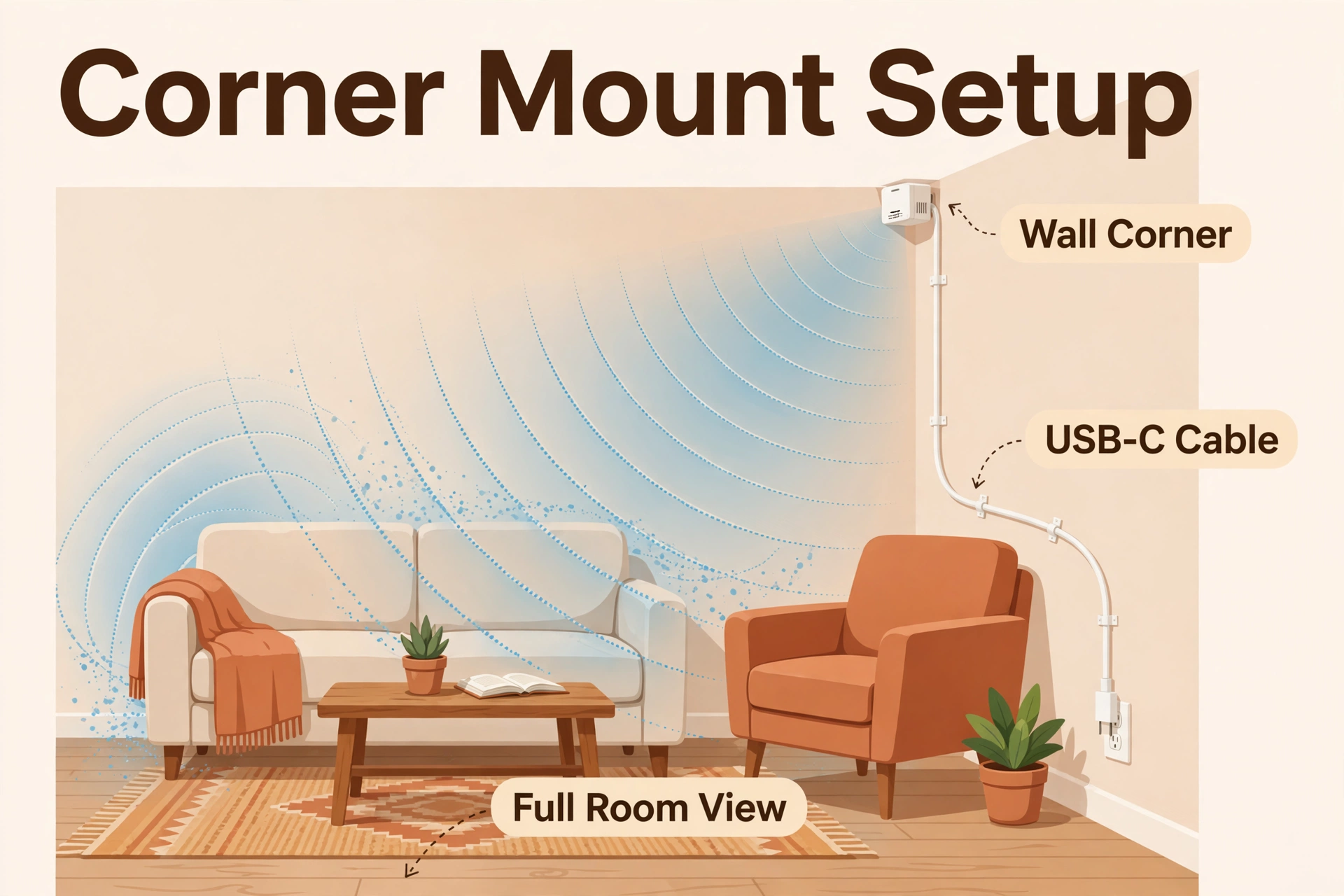 Apollo MSR-2 mounted in a wall corner for whole-room presence detection