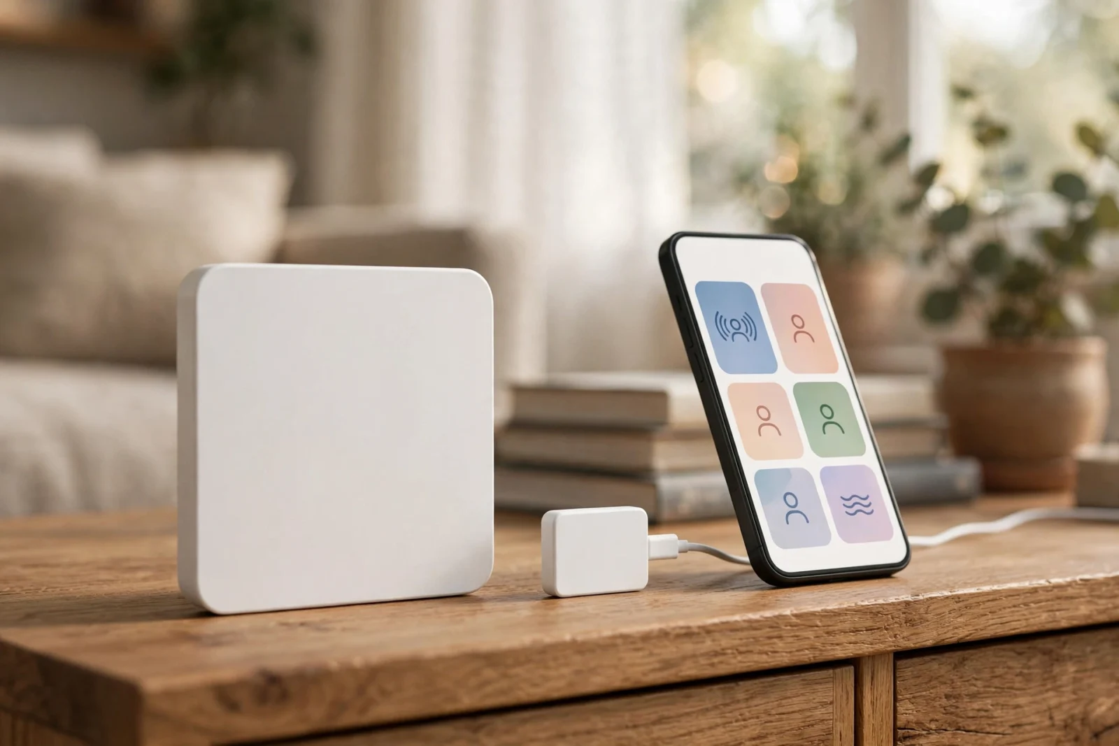 Aqara FP2 vs Apollo MSR-2 mmWave presence sensors side by side on a living room sideboard