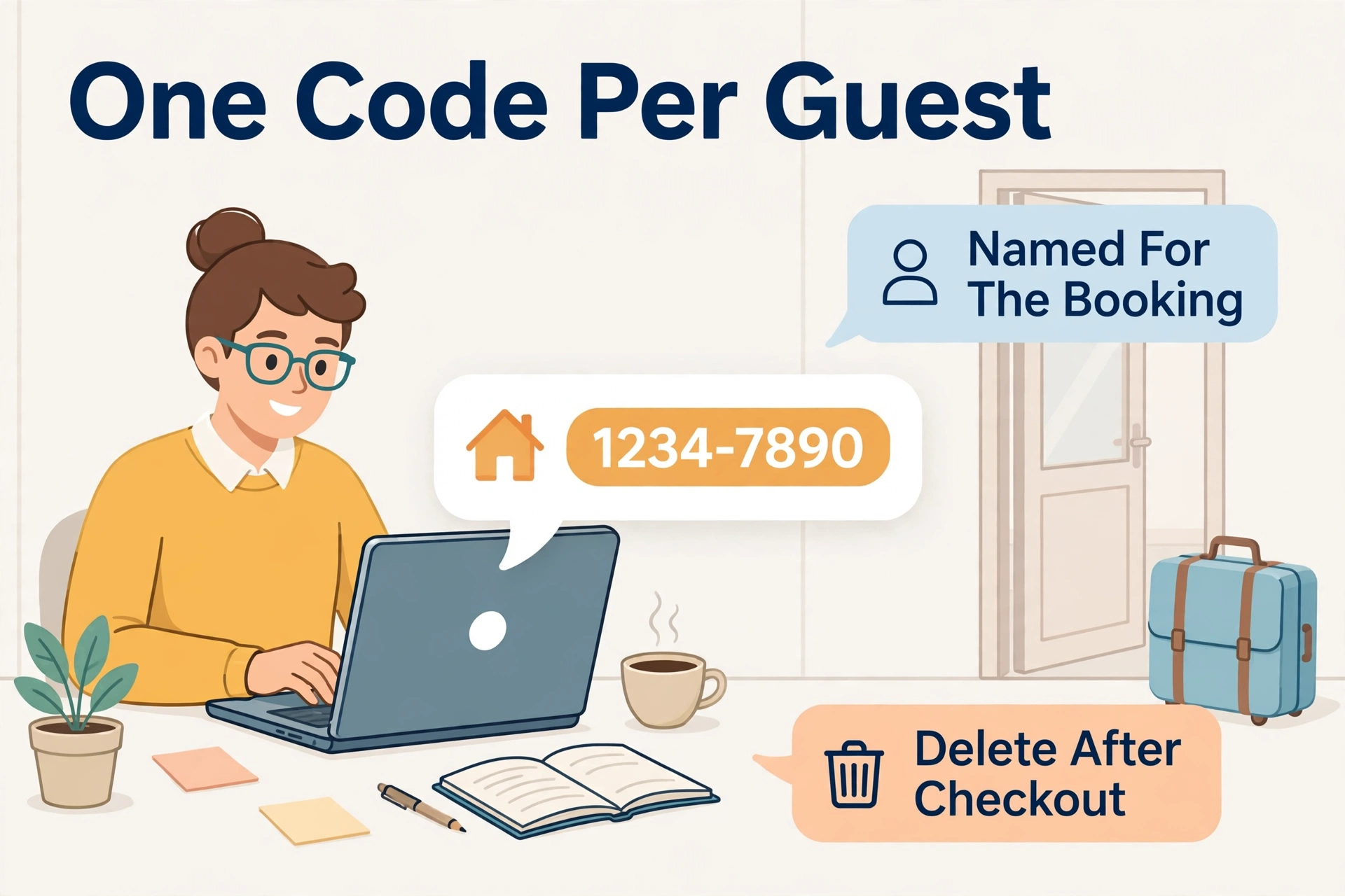 List of named guest codes for separate bookings in a lock app
