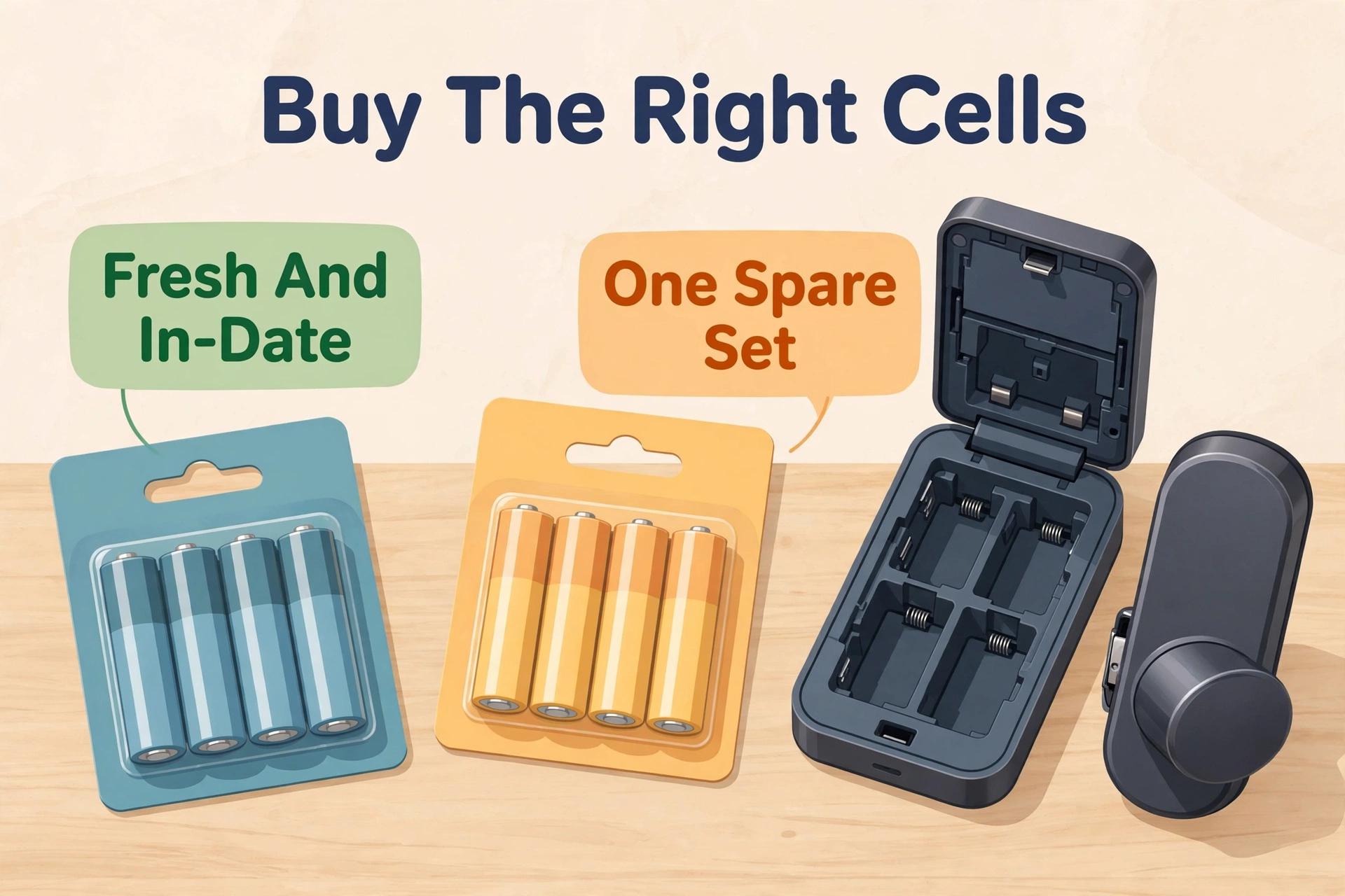 Smart lock batteries compared alkaline, rechargeable, and lithium side by side