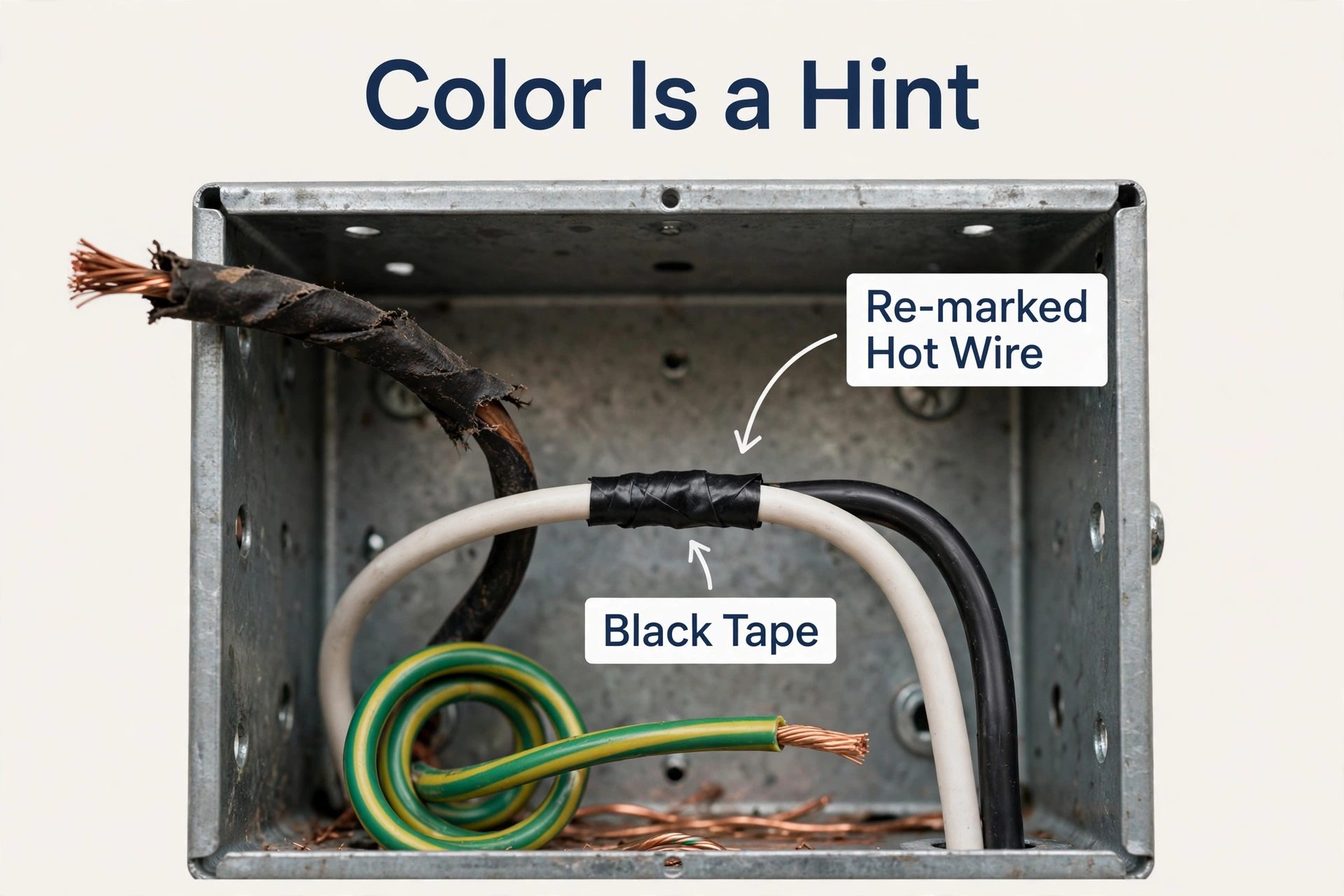 White wire re-marked as hot with black tape in a switch loop