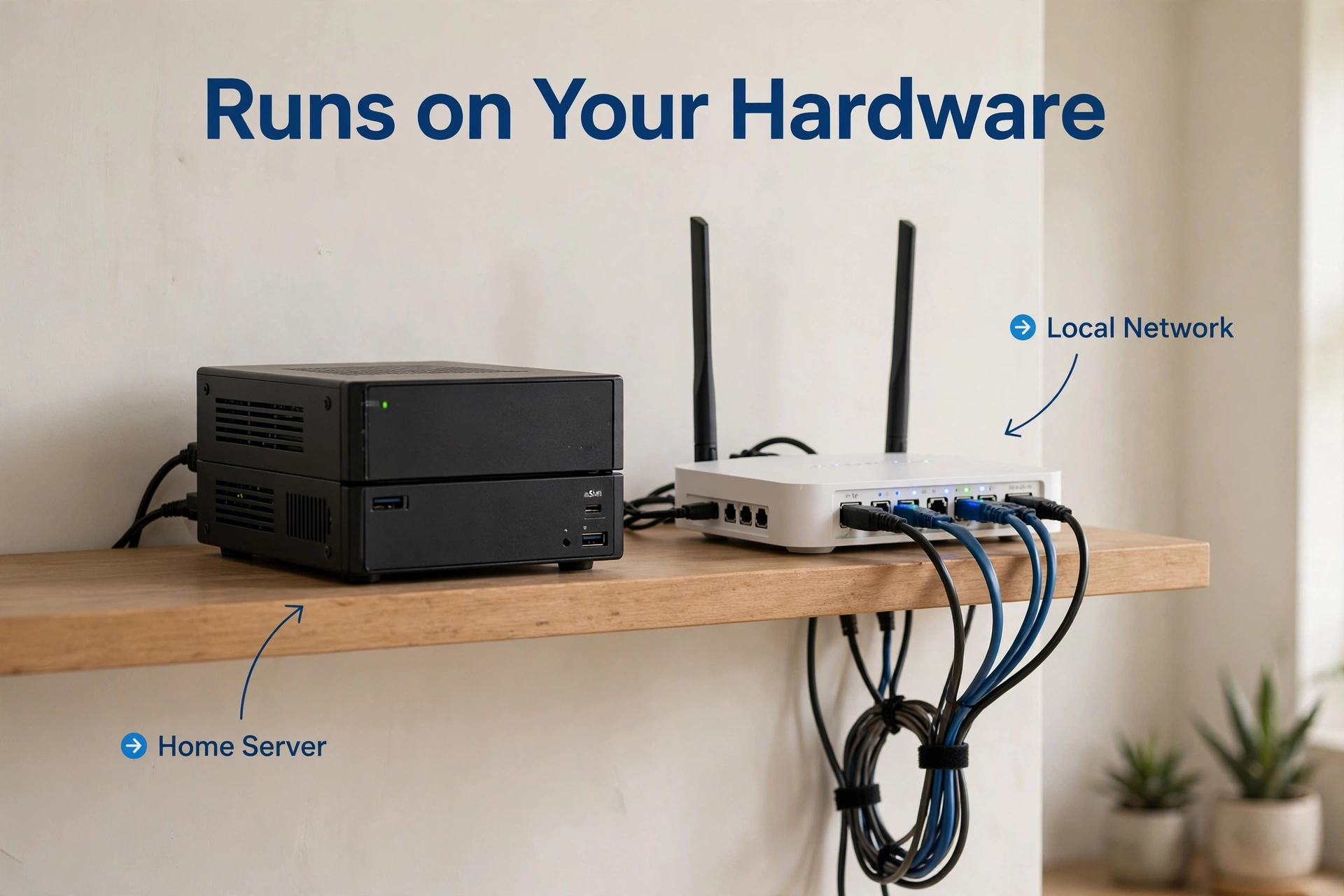 Home server running local speech software on a home network