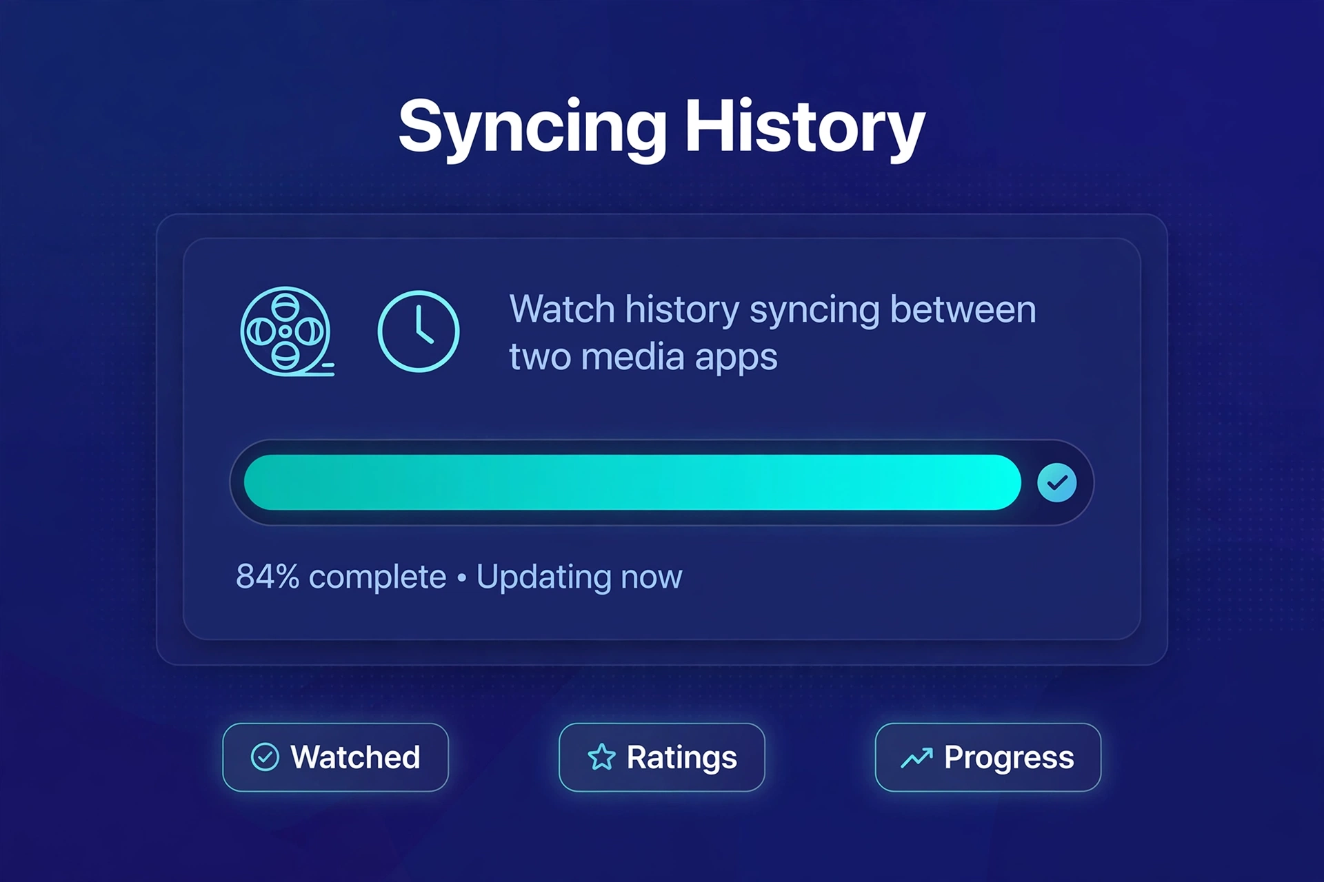 On-screen progress bar showing watch history syncing between media servers