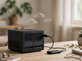 NAS with external USB drive connected and a cloud icon above, the 3-2-1 backup concept