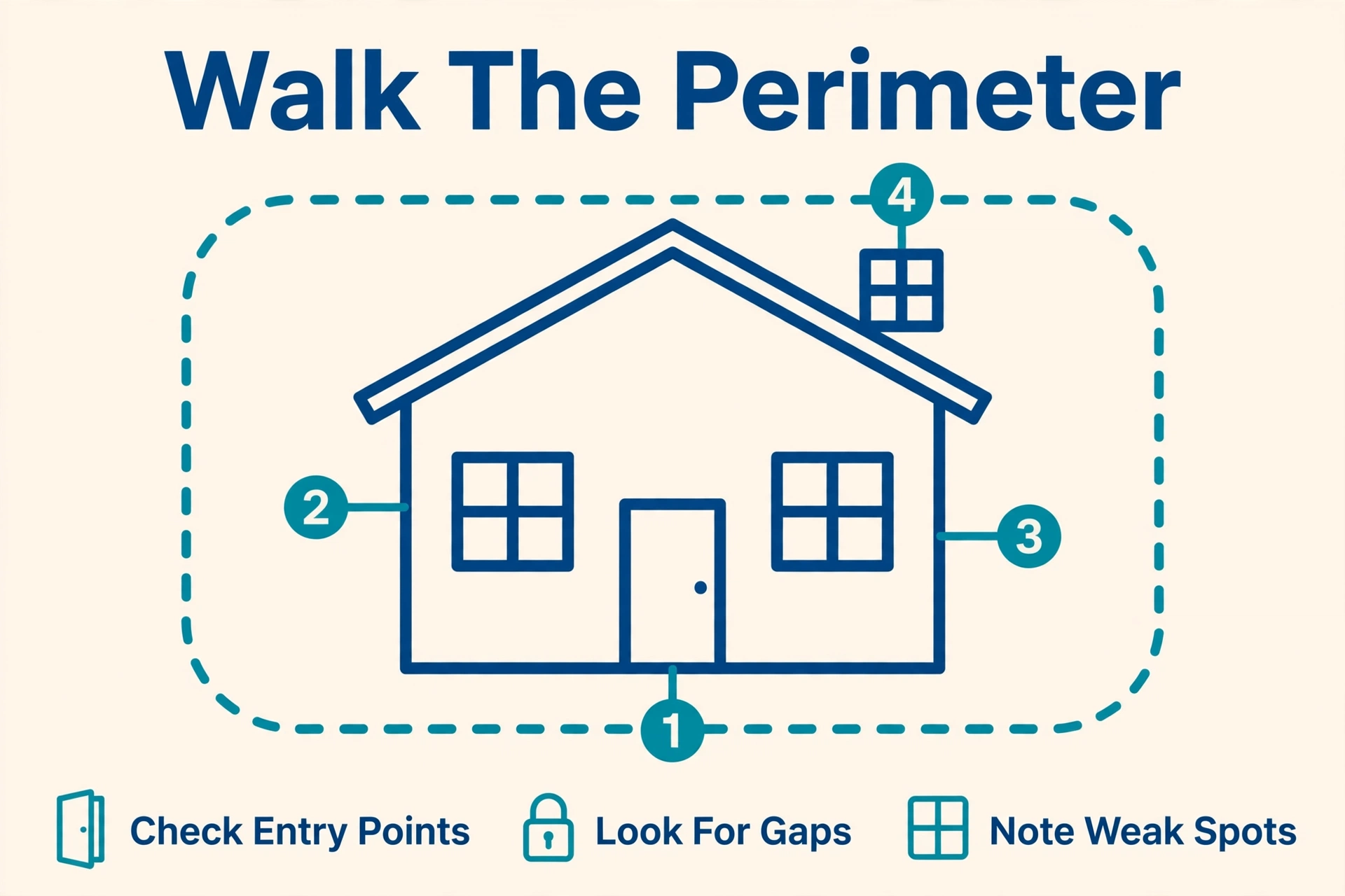 First step in how to upgrade home security: walking the home perimeter to check every entry point